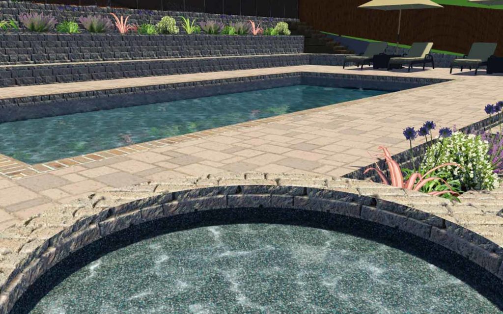 Olmos landscape pool and spa water features
